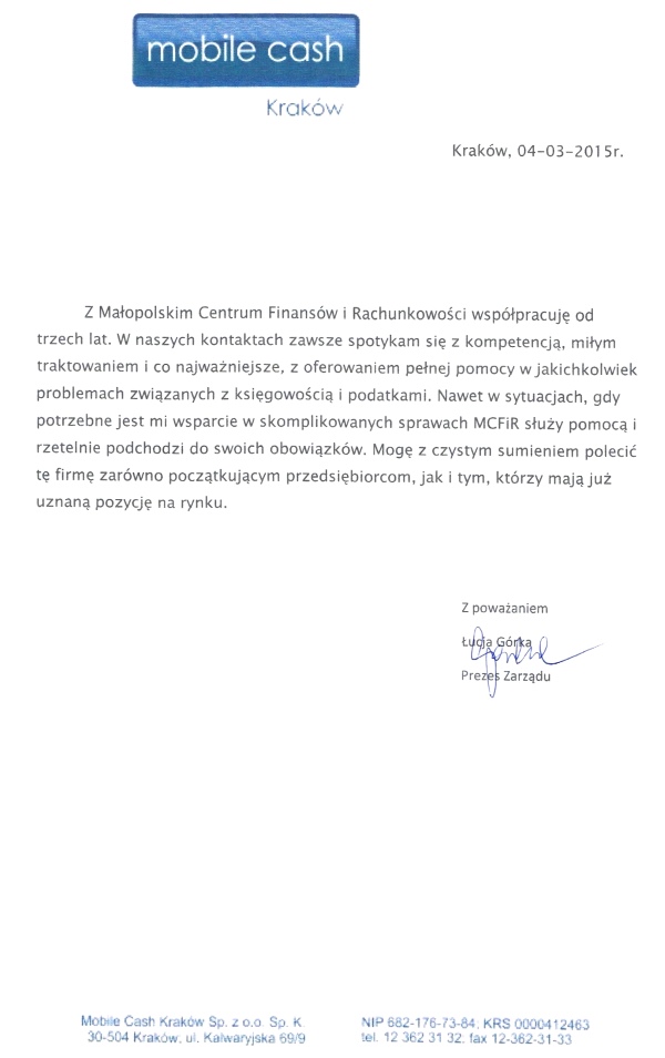 Księgowość Kraków Referencje